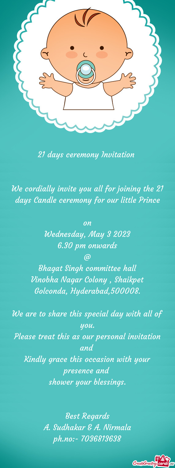 21 days ceremony Invitation