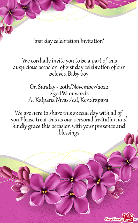 "21st day celebration Invitation"