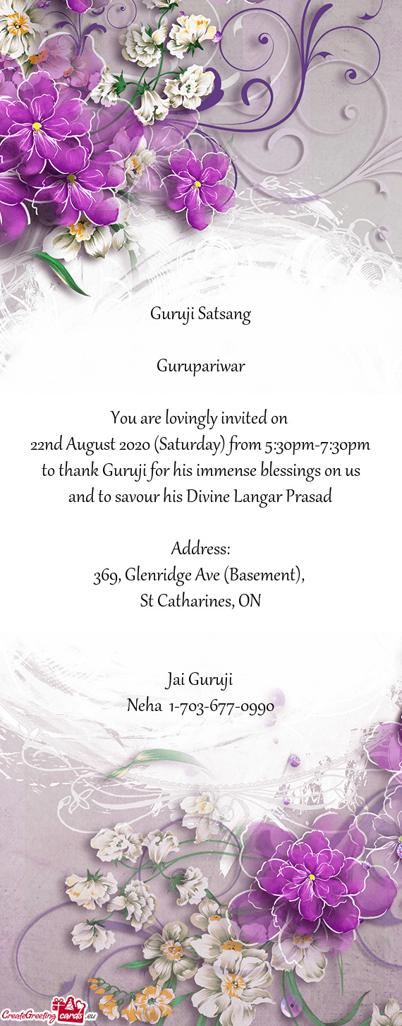 22nd August 2020 (Saturday) from 5:30pm-7:30pm