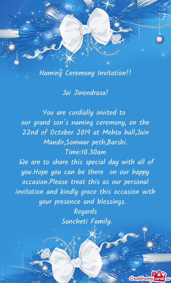 22nd of October 2019 at Mehta hall,Jain Mandir,Somwar peth,Barshi