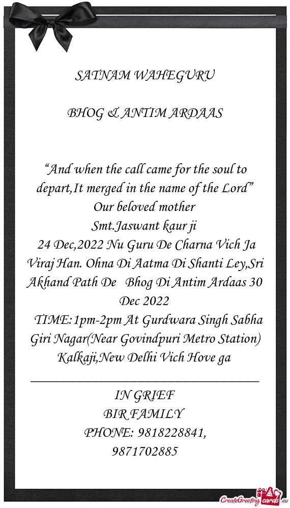 24 Dec,2022 Nu Guru De Charna Vich Ja Viraj Han. Ohna Di Aatma Di Shanti Ley,Sri Akhand Path De B