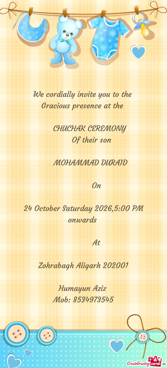 24 October Saturday 2026,5:00 PM onwards