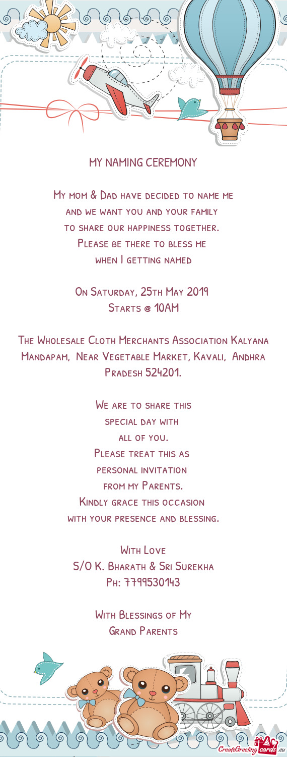 25th May 2019 
 Starts @ 10AM
 
 The Wholesale Cloth Merchants Association Kalyana Mandapam