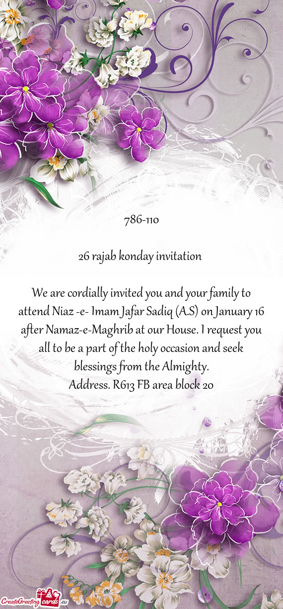26 rajab konday invitation