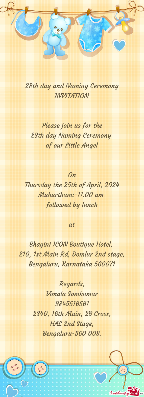 28th day and Naming Ceremony INVITATION