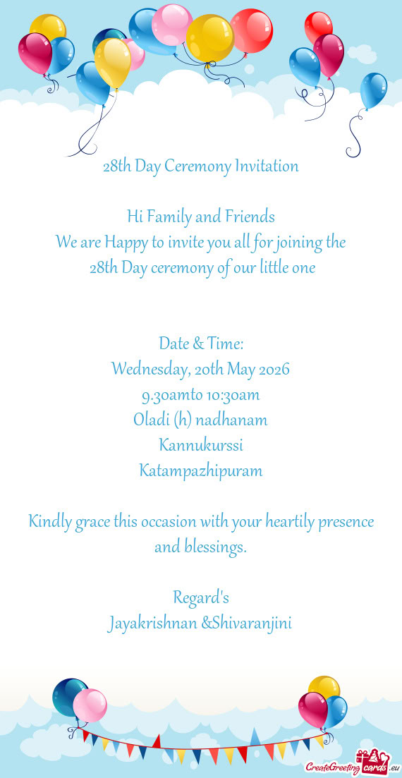 28th Day ceremony of our little one