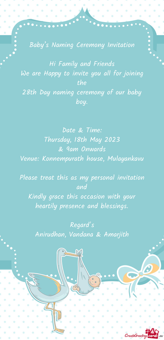 28th Day naming ceremony of our baby boy