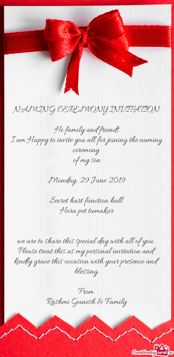 29 June 2019
 
 Secret hart function hall
 Hora pet tumakur
 
 
 we are to share this special day w