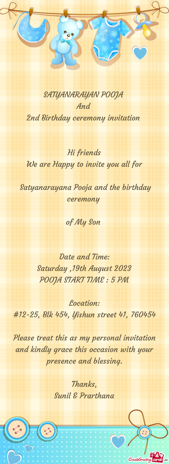 2nd Birthday ceremony invitation
