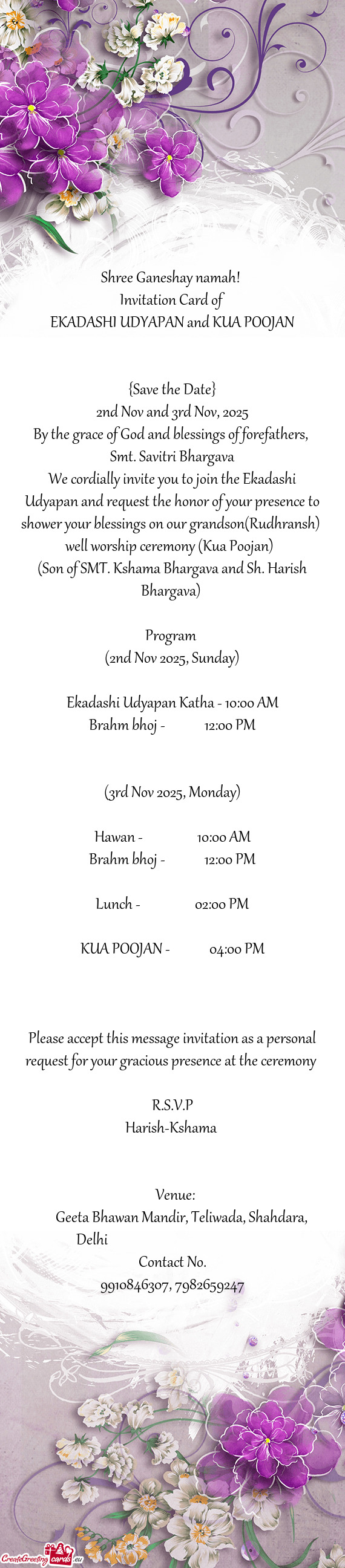2nd Nov and 3rd Nov, 2025