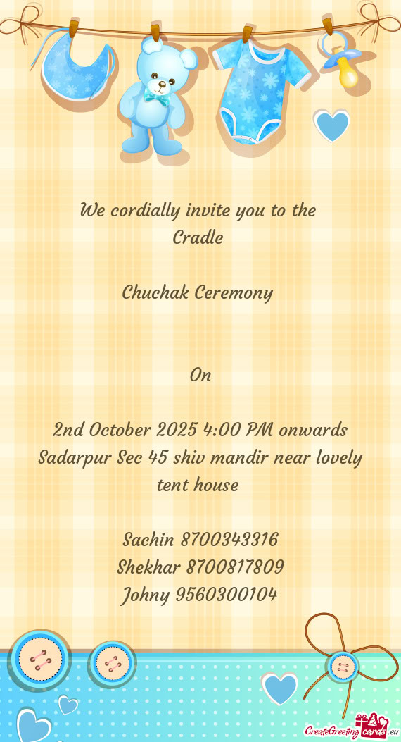 2nd October 2025 4:00 PM onwards