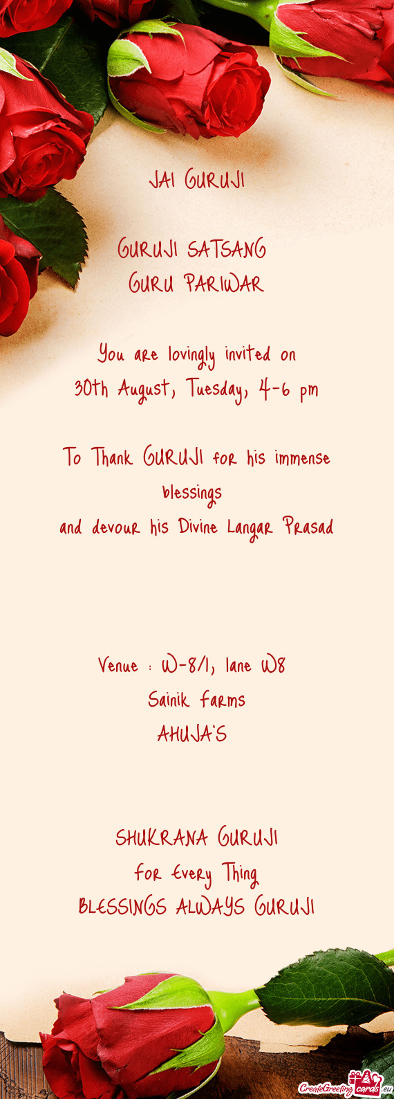30th August, Tuesday, 4-6 pm