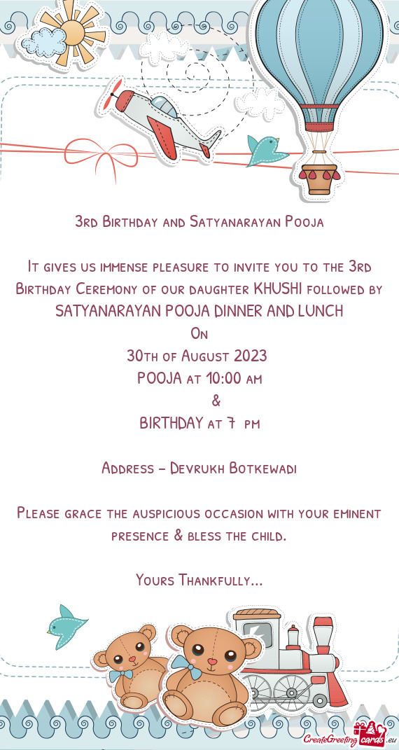 3rd Birthday and Satyanarayan Pooja
