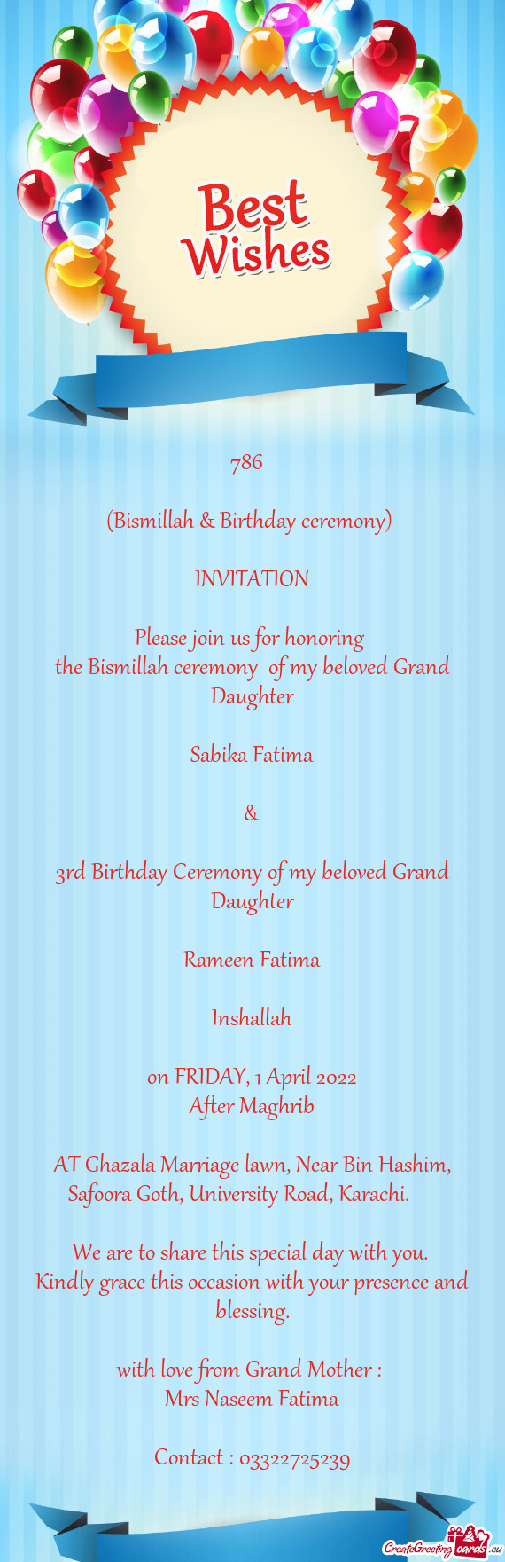 3rd Birthday Ceremony of my beloved Grand Daughter