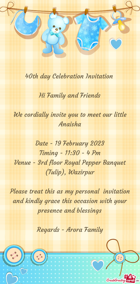40th day Celebration Invitation