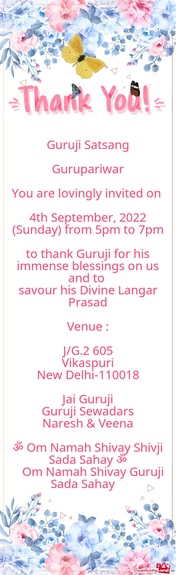 4th September, 2022 (Sunday) from 5pm to 7pm