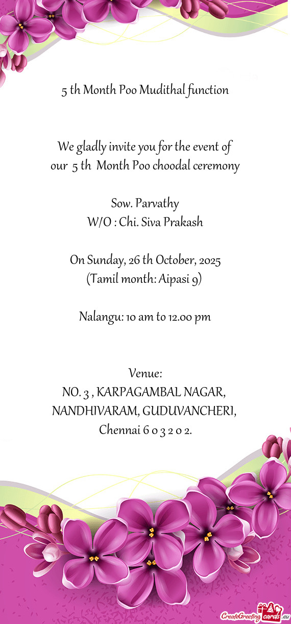 5 th Month Poo Mudithal function