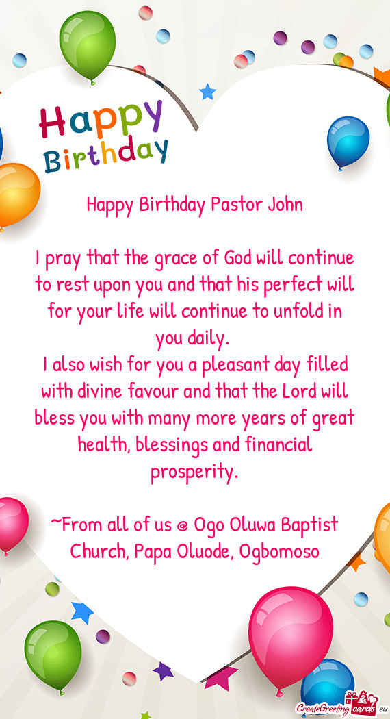 Happy Birthday Pastor John - Free cards