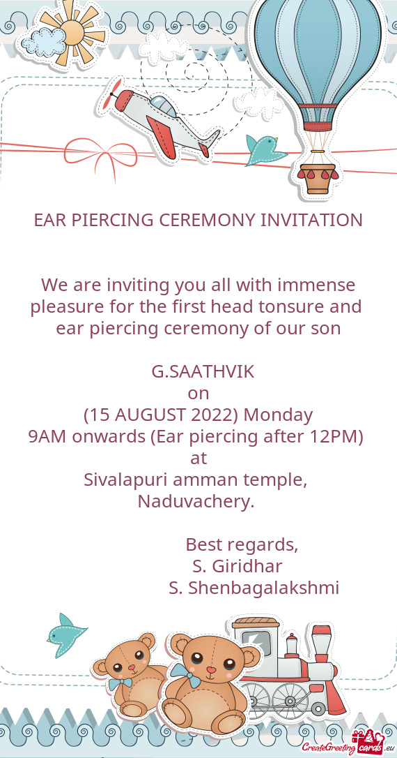 9AM onwards (Ear piercing after 12PM)