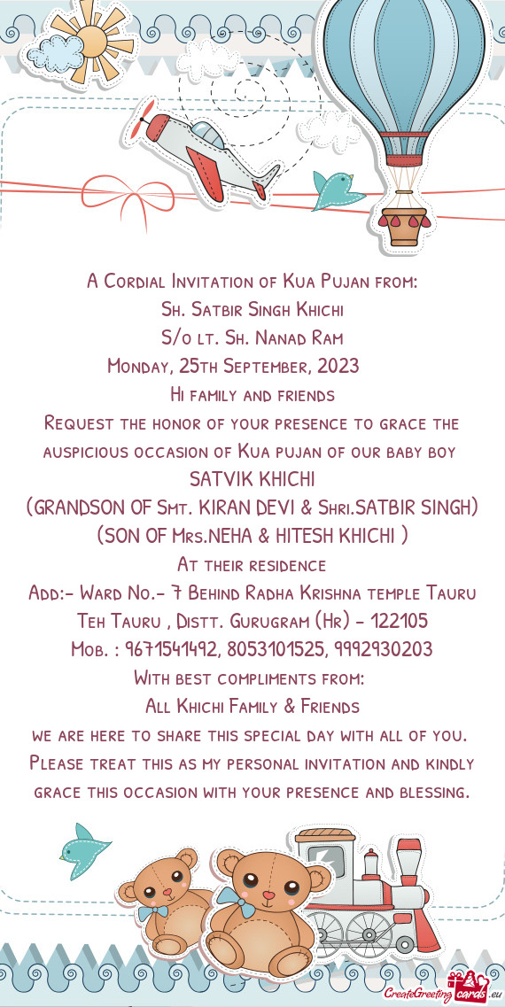 A Cordial Invitation of Kua Pujan from