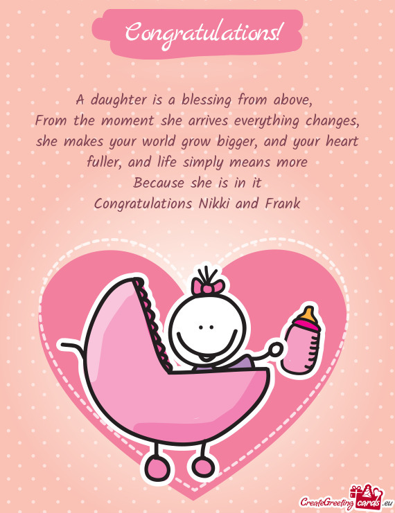 A daughter is a blessing from above