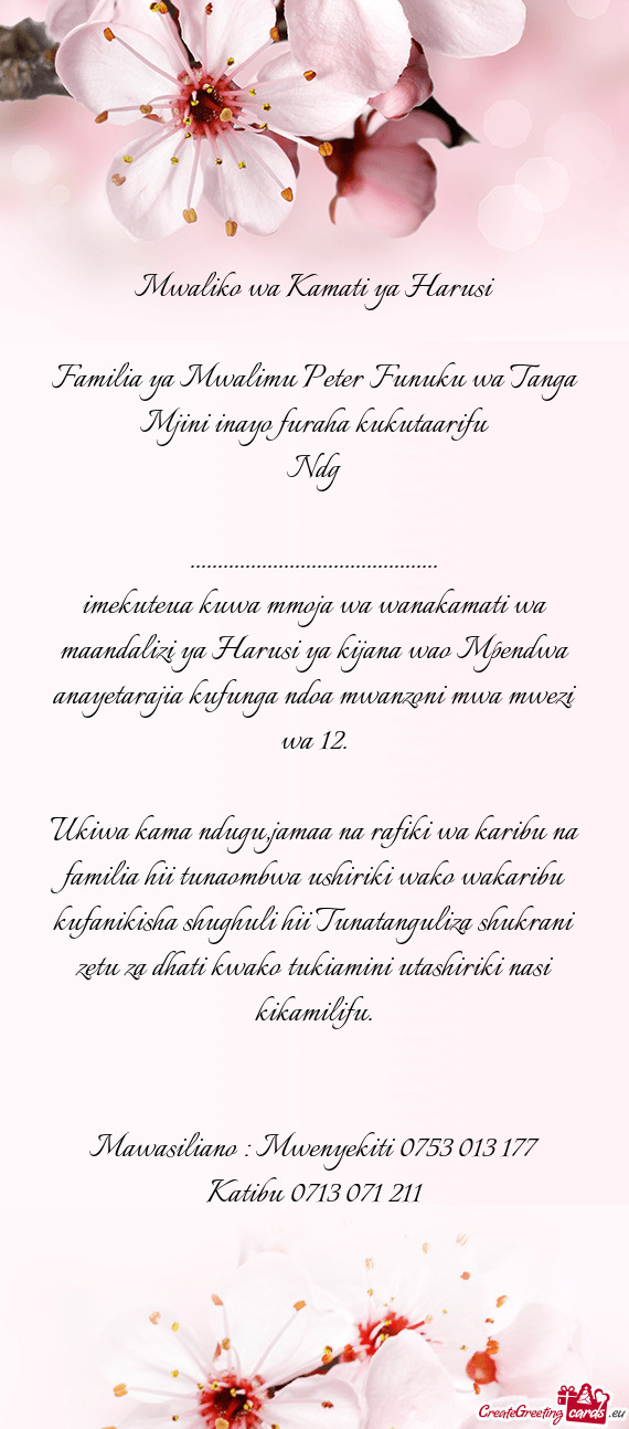 A ndoa mwanzoni mwa mwezi wa 12