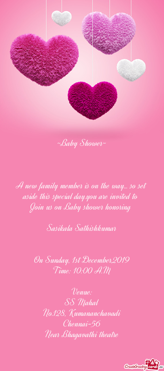 A new family member is on the way... so set aside this special day.you are invited to