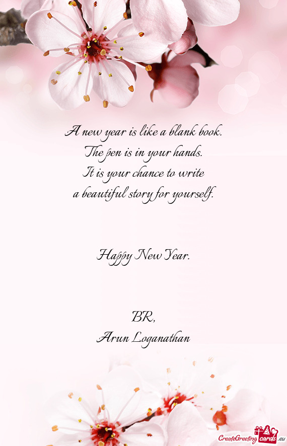 A new year is like a blank book.  The pen is in your