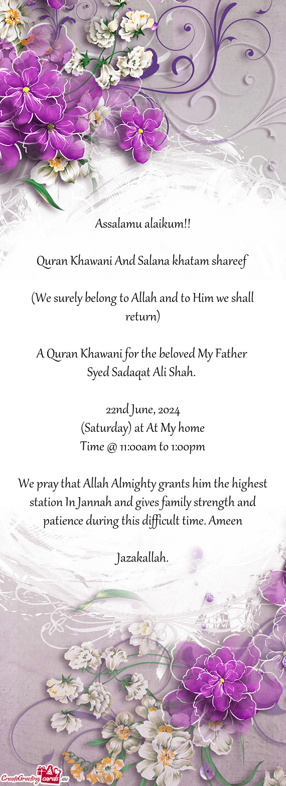 A Quran Khawani for the beloved My Father