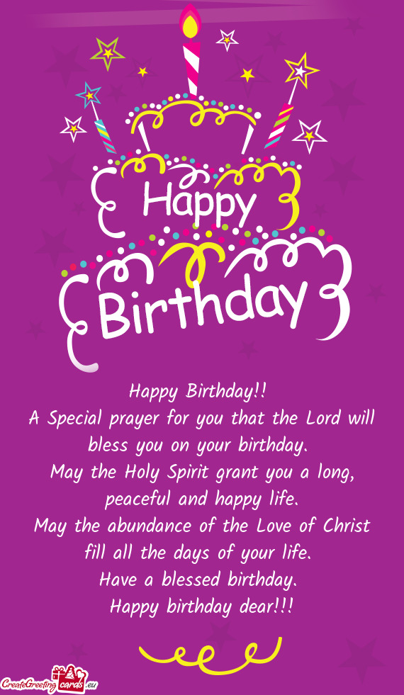 A Special prayer for you that the Lord will bless you on your birthday