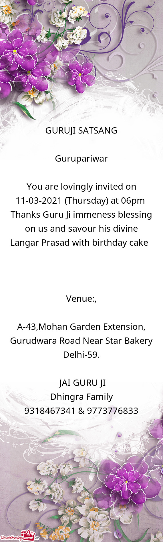 A-43,Mohan Garden Extension, Gurudwara Road Near Star Bakery Delhi-59