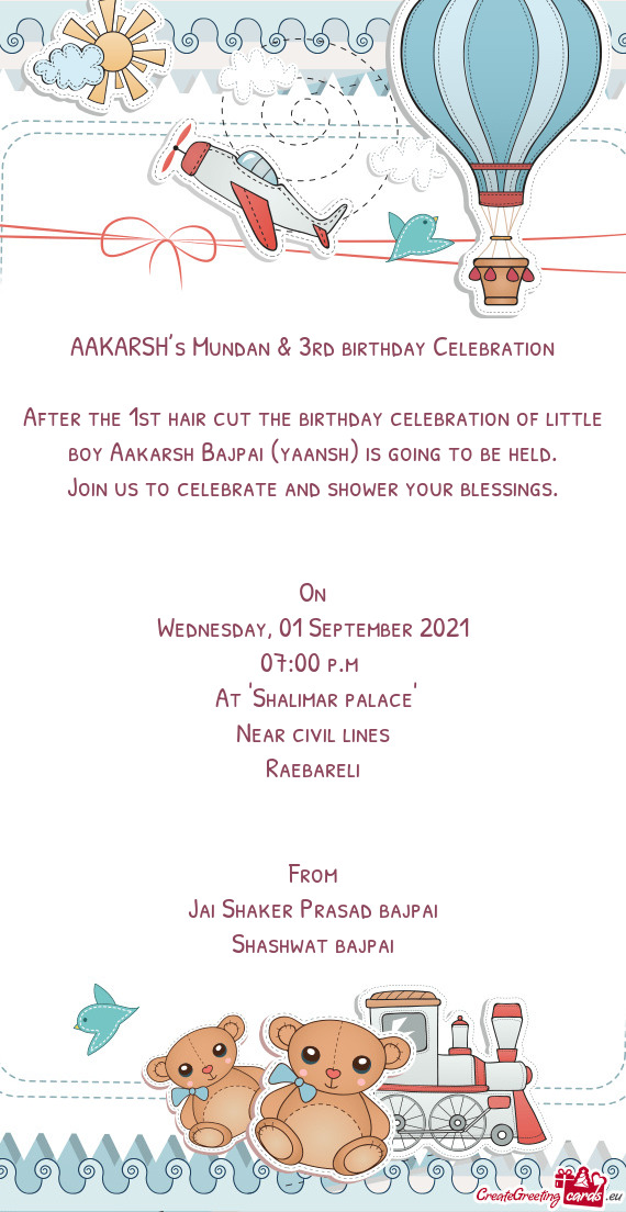 AAKARSH’s Mundan & 3rd birthday Celebration