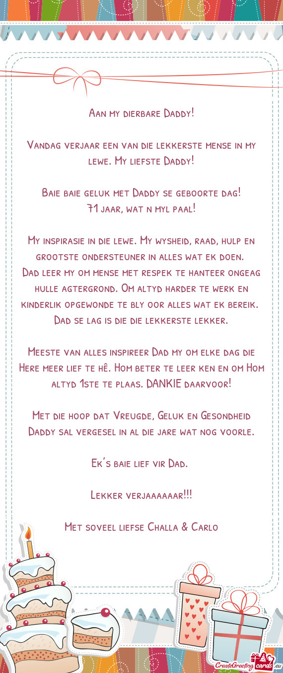 Aan my dierbare Daddy