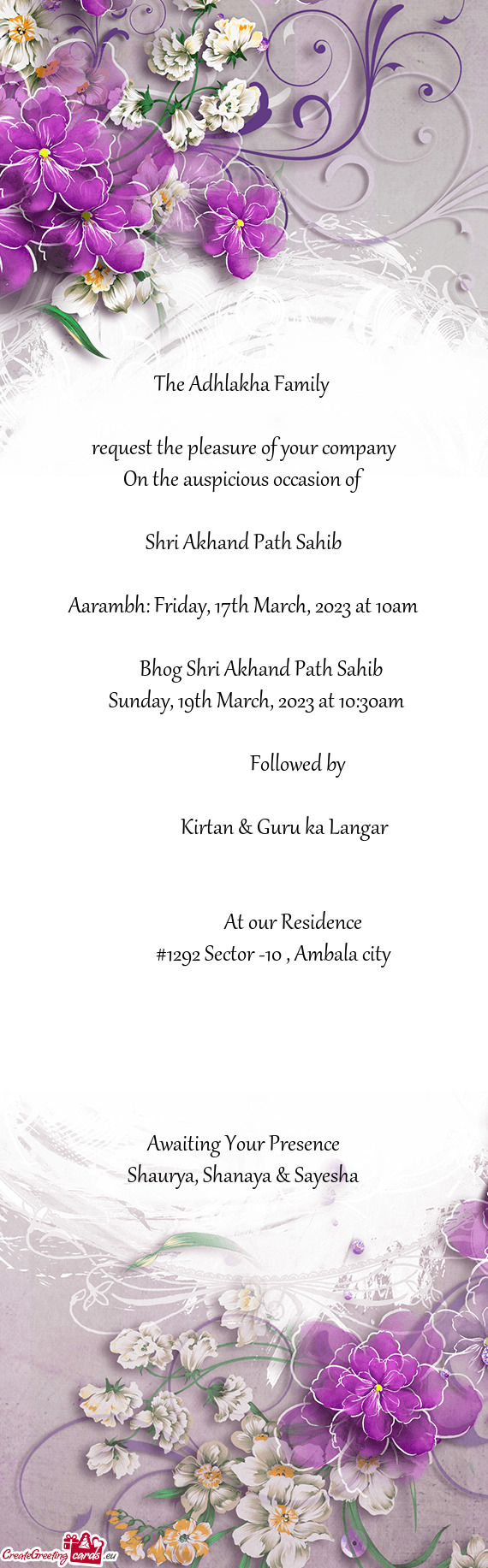 Aarambh: Friday, 17th March, 2023 at 10am