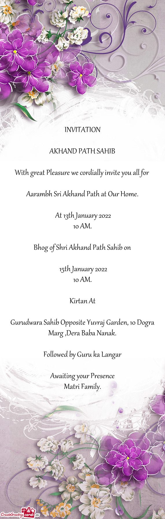 Aarambh Sri Akhand Path at Our Home