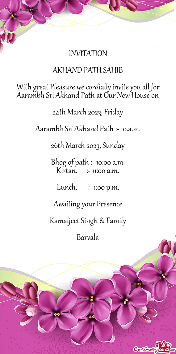 Aarambh Sri Akhand Path at Our New House on