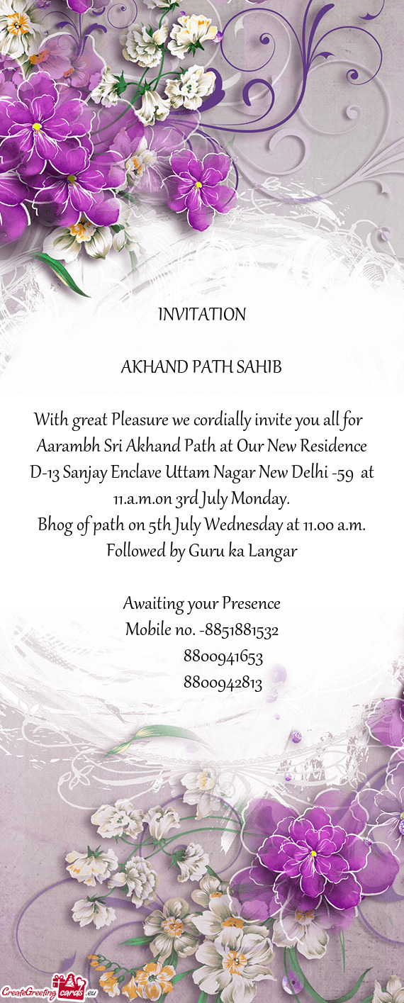 Aarambh Sri Akhand Path at Our New Residence D-13 Sanjay Enclave Uttam Nagar New Delhi -59 at 11.a