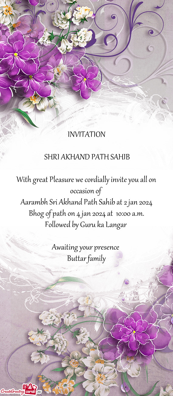 Aarambh Sri Akhand Path Sahib at 2 jan 2024
