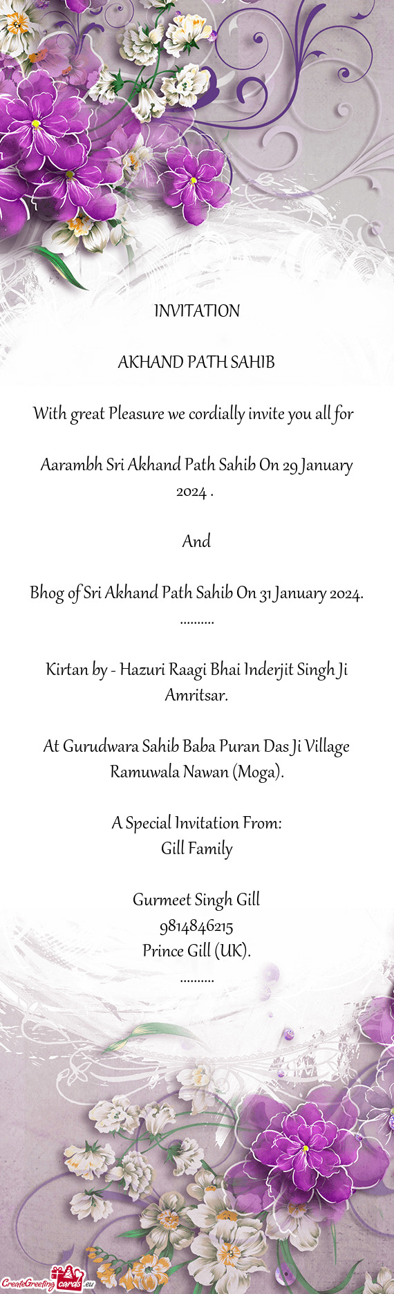 Aarambh Sri Akhand Path Sahib On 29 January 2024