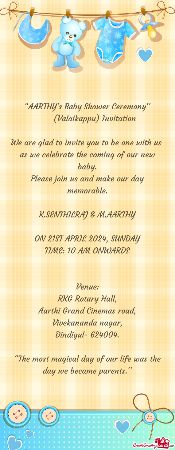 “AARTHY’s Baby Shower Ceremony"’
