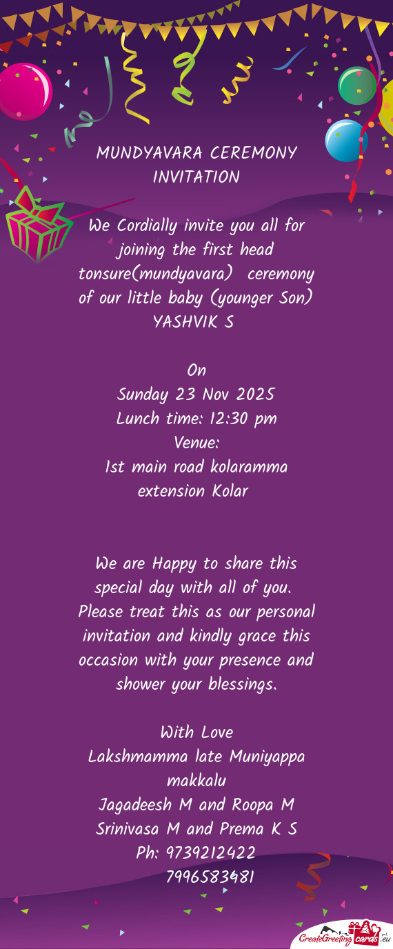 Aby (younger Son) YASHVIK S