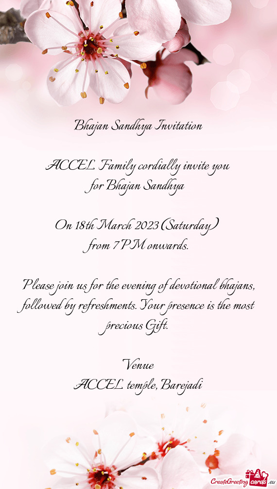 ACCEL Family cordially invite you