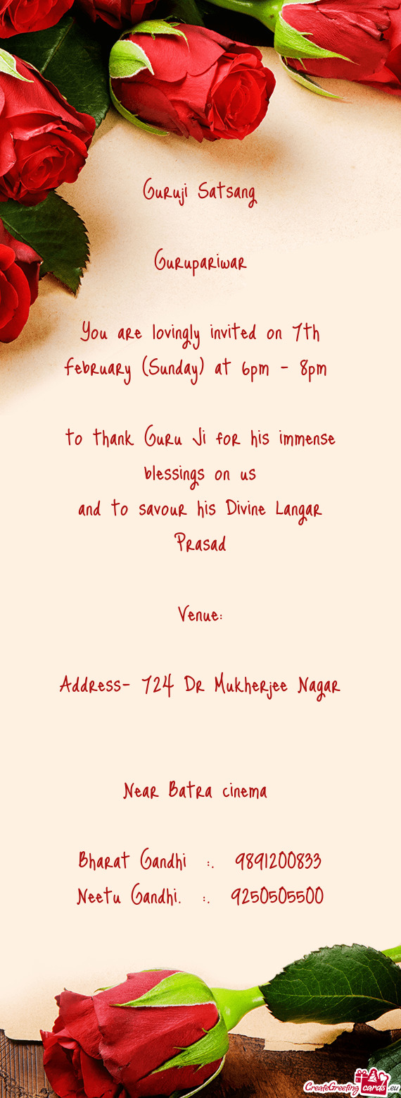 Address- 724 Dr Mukherjee Nagar