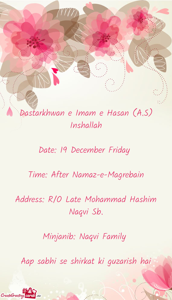 Address: R/O Late Mohammad Hashim Naqvi Sb