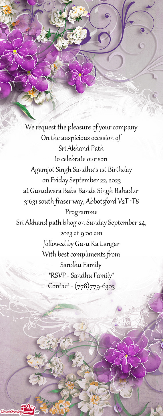 Agamjot Singh Sandhu’s 1st Birthday