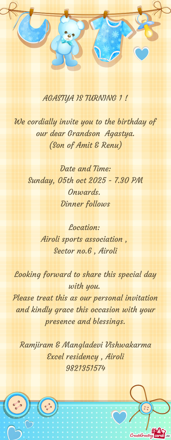 AGASTYA IS TURNING 1