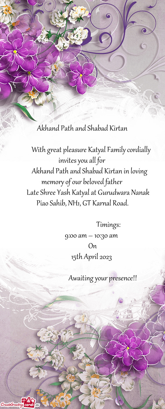 Akhand Path and Shabad Kirtan