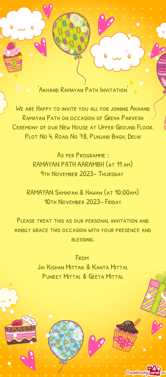 "Akhand Ramayan Path Invitation"