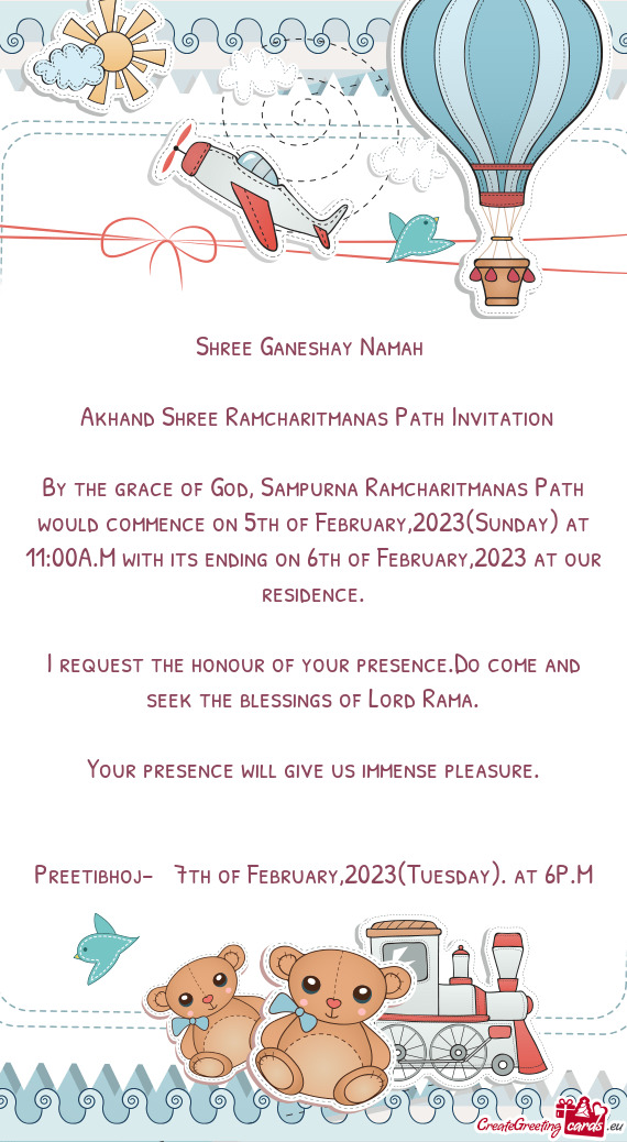 Akhand Shree Ramcharitmanas Path Invitation