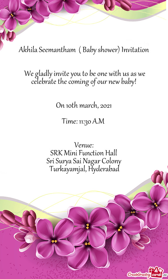 Akhila Seemantham ( Baby shower) Invitation